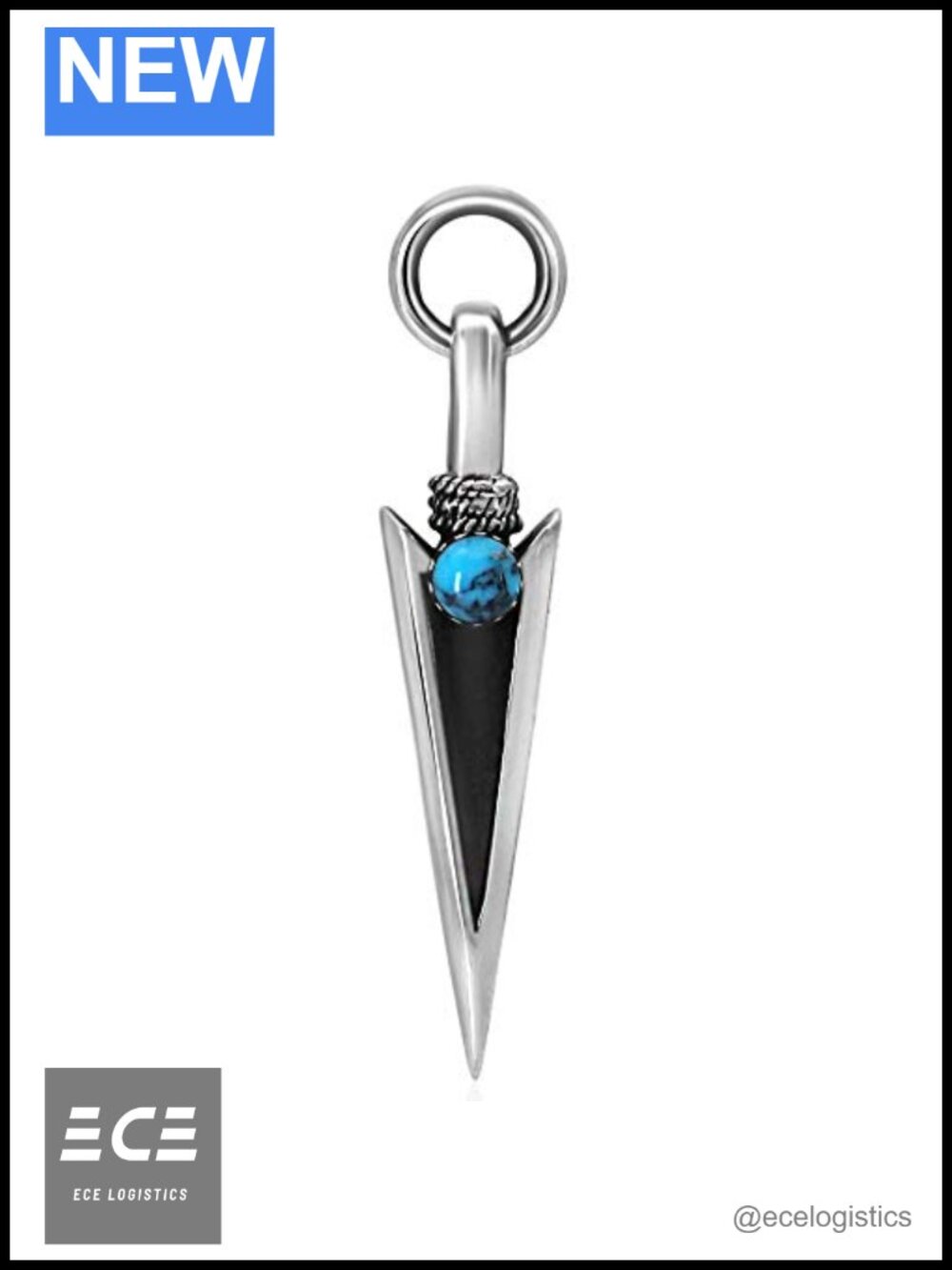 925 Sterling Silver Arrowhead Pendant Turquoise Stone Necklace
